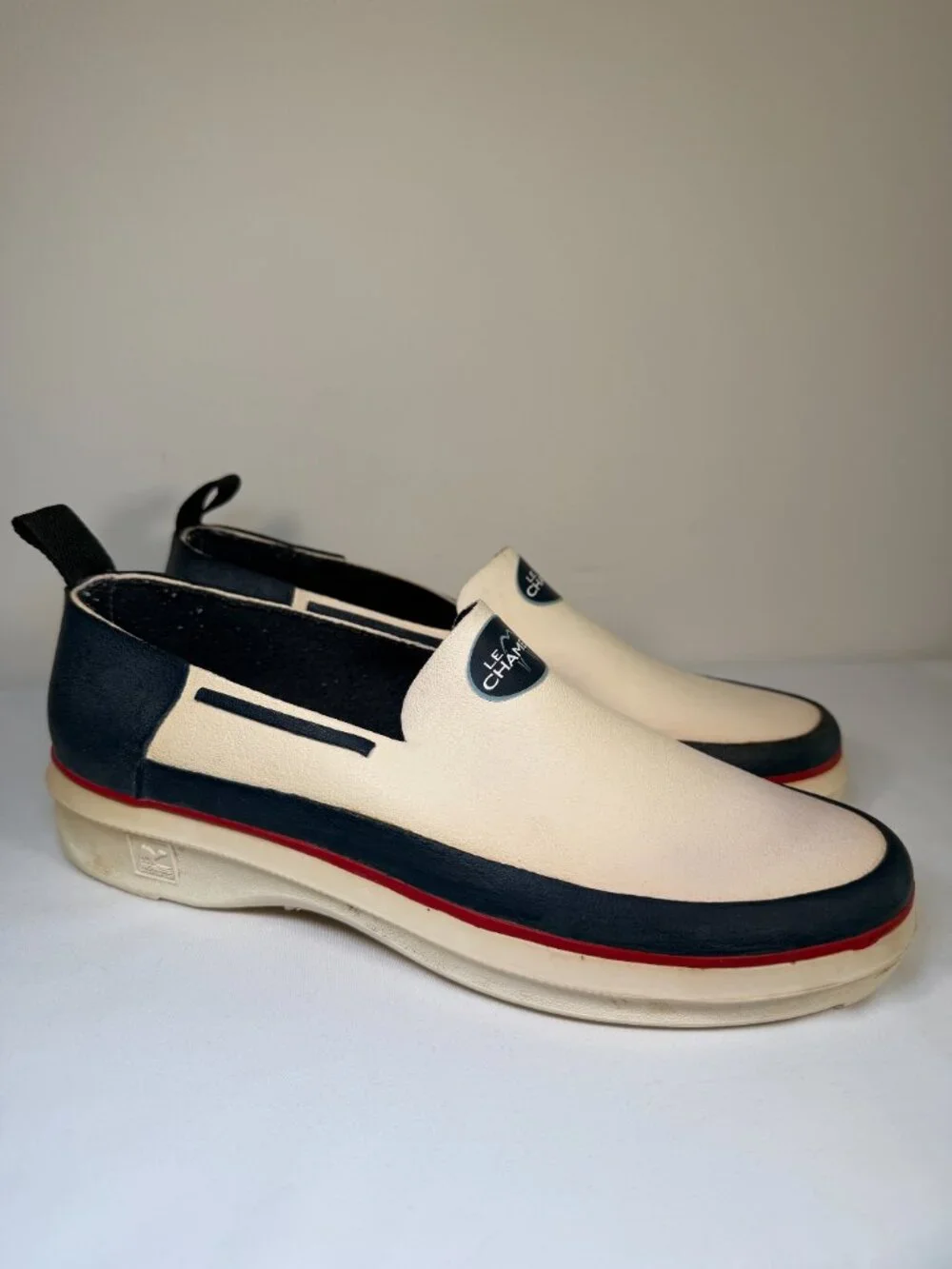Vintage LE CHAMEAU Beige Rubber Boat Deck Shoes Womens 39 US 8-8.5